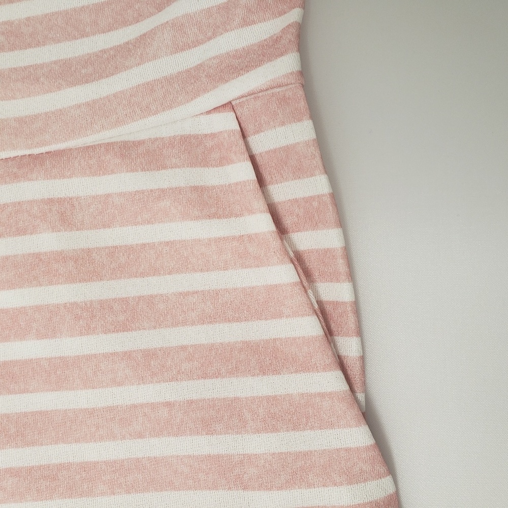 Pink Striped Halter Neck Wide Leg Jumpsuit Romper. - Picture 5 of 6